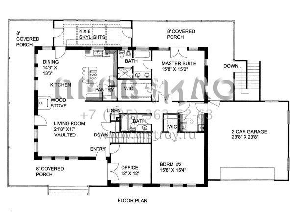 Проект одноэтажного дома с гаражом на две машины в прибрежном стиле S5-351 (039-00121)