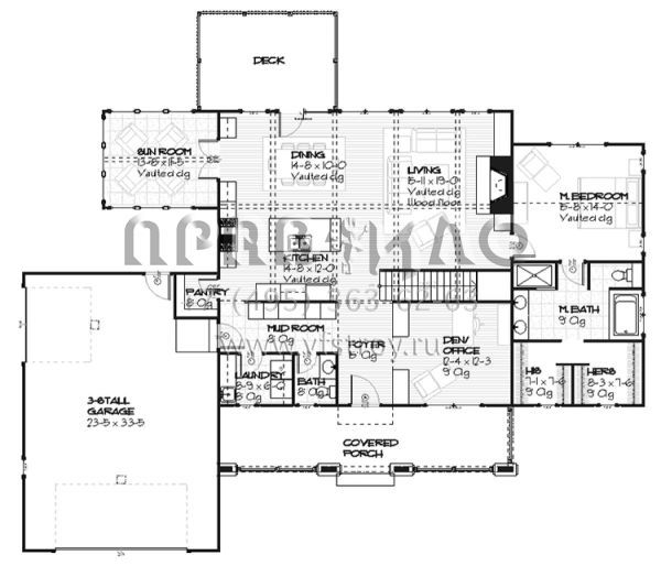 Проект двухэтажного дома с гаражом на три и более машин в американском стиле S5-315 (1637-00017)