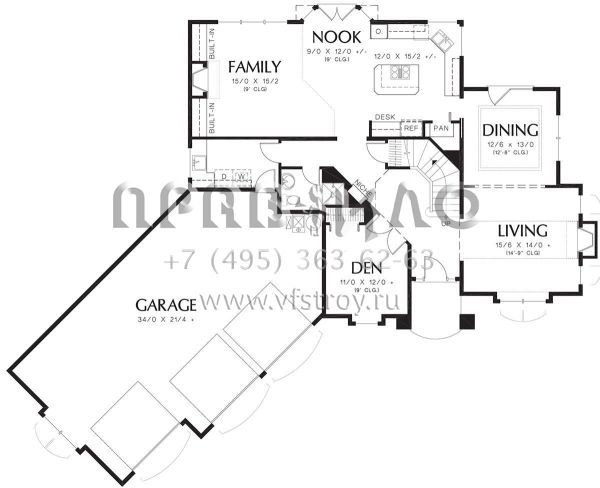 Проект двухэтажного дома с гаражом на три и более машин в прибрежном стиле S5-257 (2559-00293)