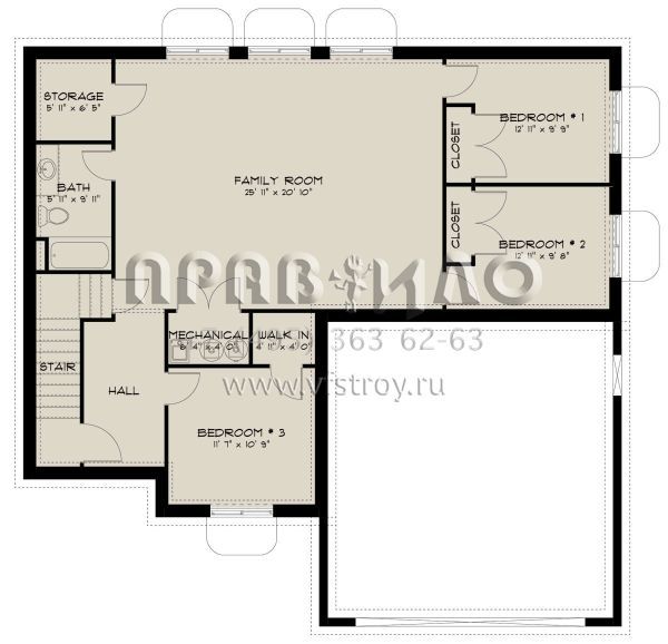 Проект двухэтажного дома с гаражом на две машины в стиле Ранчо S5-289 (2802-00026)