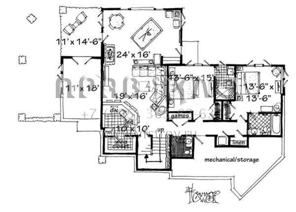 Проект одноэтажного дома с гаражом на три и более машин в стиле Шале S5-383 (1907-00024)