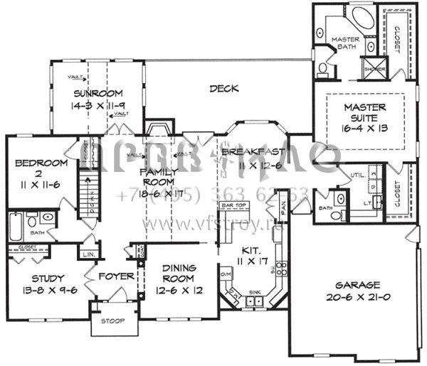 Проект одноэтажного дома с гаражом на две машины в английском стиле S5-201 (6082-00084)