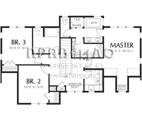 Проект двухэтажного дома с гаражом на две машины в стиле Ранчо S5-175 (2559-00230)