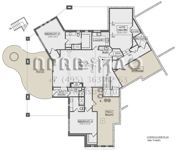 Проект одноэтажного дома с гаражом на три и более машин в американском стиле S5-477 (5631-00186)