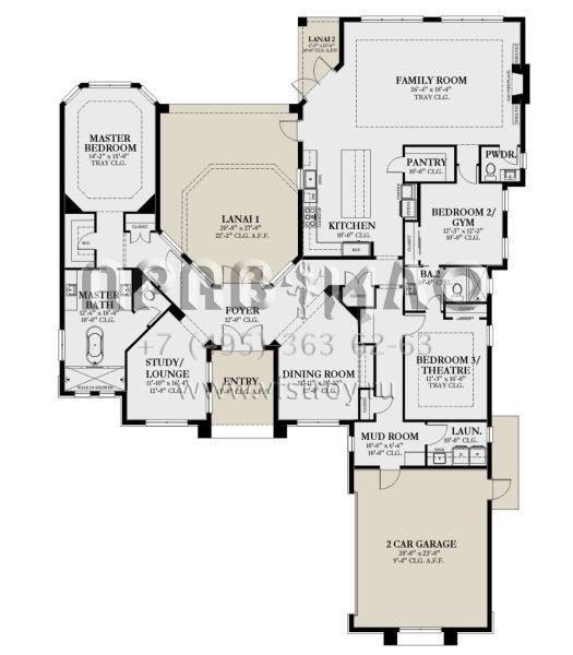 Проект одноэтажного дома с гаражом на две машины в прибрежном стиле S5-288 (3978-00257)