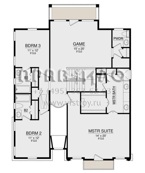 Проект двухэтажного дома с гаражом на две машины в прибрежном стиле S5-245 (5445-00411)