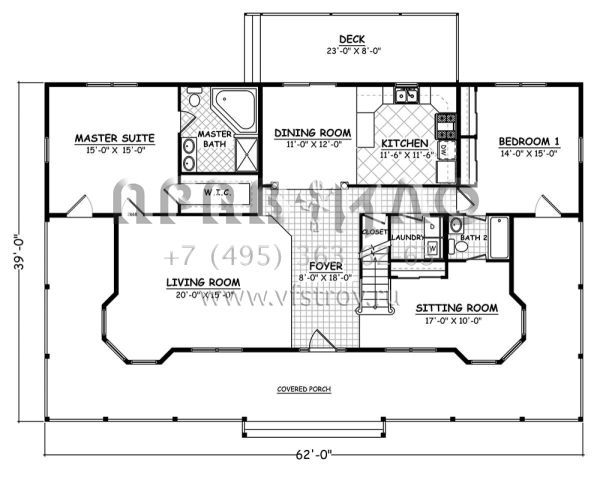 Проект двухэтажного дома без гаража в стиле Ранчо S5-291 (526-00006)