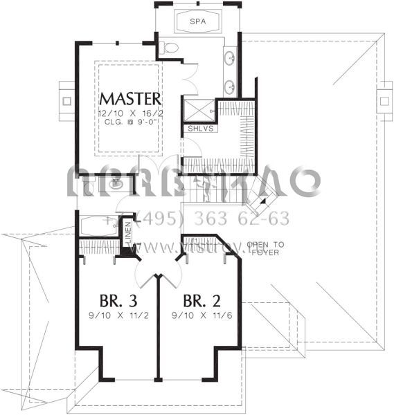 Проект двухэтажного дома с гаражом на три и более машин в стиле Ранчо S5-193 (2559-00456)