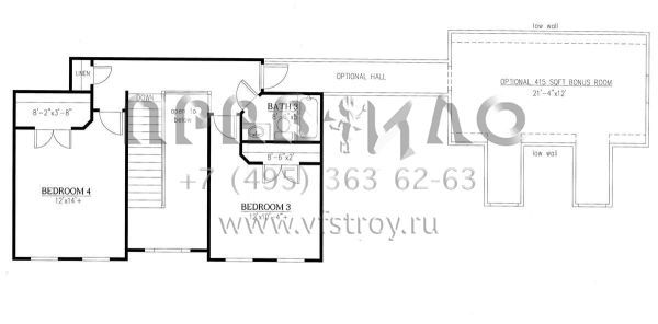 Проект двухэтажного дома с гаражом на три и более машин в стиле Ранчо S5-235 (286-00067)