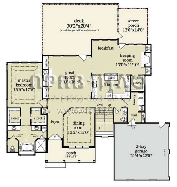 Проект двухэтажного дома с гаражом на две машины в американском стиле S5-243 (957-00021)