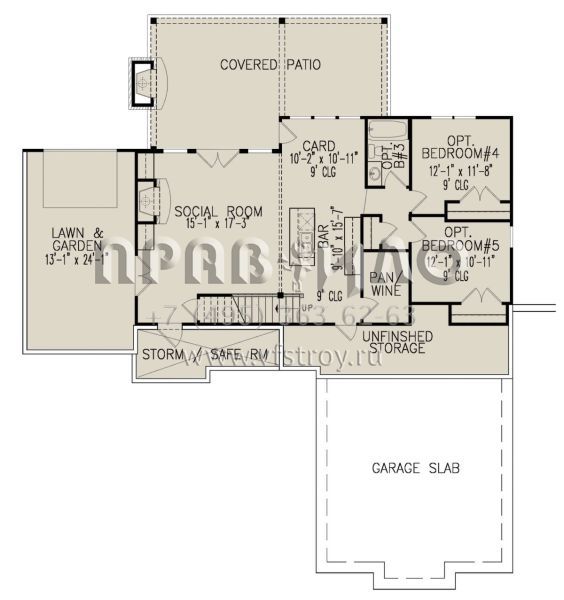 Проект одноэтажного дома с гаражом на две машины в современном стиле S5-167 (699-00341)