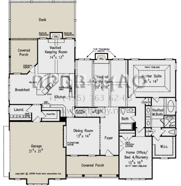 Проект двухэтажного дома с гаражом на две машины в стиле Ранчо S5-292 (8594-00253)