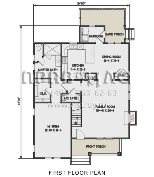 Проект двухэтажного дома без гаража в стиле Ранчо S5-186 (4351-00018)