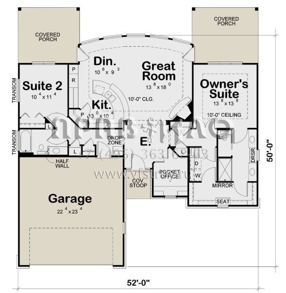 Проект одноэтажного дома с гаражом на две машины в стиле Ранчо S5-133 (402-01637)