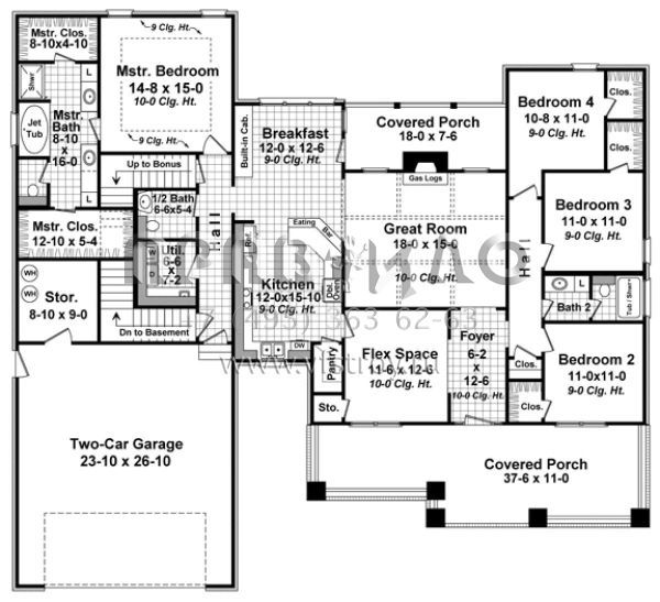 Проект одноэтажного дома с гаражом на две машины в американском стиле S5-212 (348-00277)