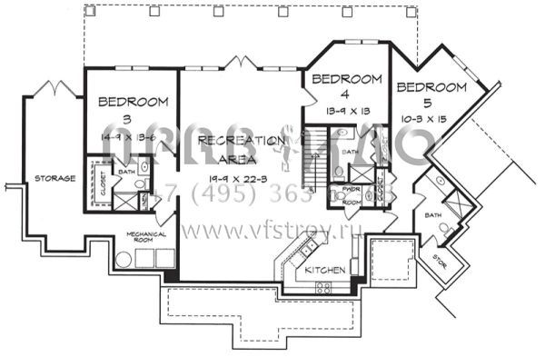 Проект одноэтажного дома с гаражом на три и более машин в американском стиле S5-410 (6082-00048)