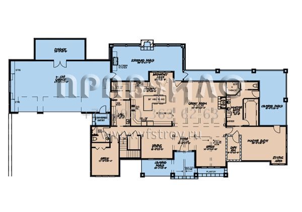 Проект двухэтажного дома с гаражом на три и более машин в американском стиле S5-497 (8318-00196)