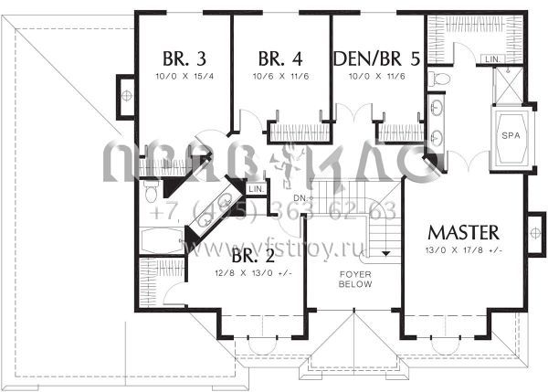 Проект двухэтажного дома с гаражом на три и более машин в американском стиле S5-236 (2559-00730)