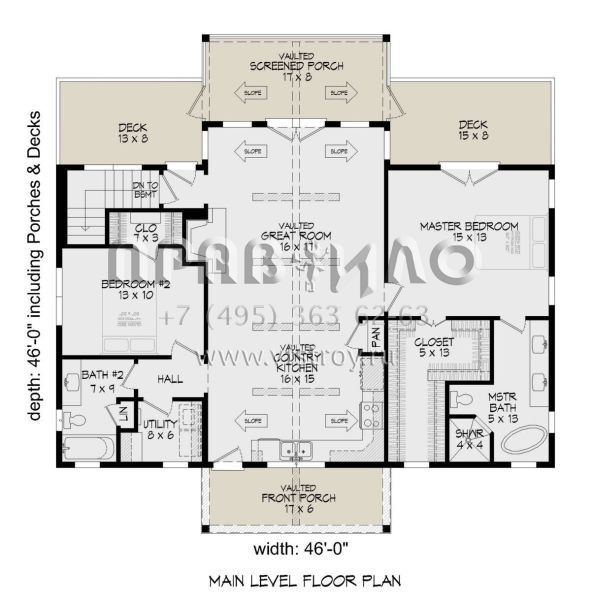 Проект одноэтажного дома без гаража в стиле Ранчо S5-121 (940-00308)