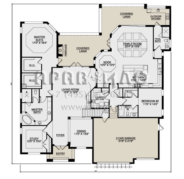 Проект двухэтажного дома с гаражом на три и более машин в современном стиле S5-433 (207-00098)