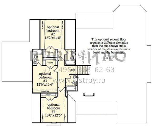Проект одноэтажного дома на склоне с цокольным этажом и гаражом на три машины  S5-358 (957-00015)