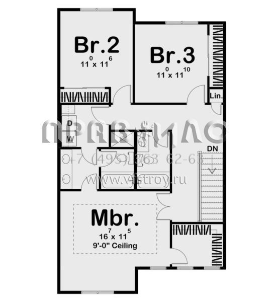 Проект двухэтажного дома с гаражом на одну машину в современном стиле S5-159 (963-00752)