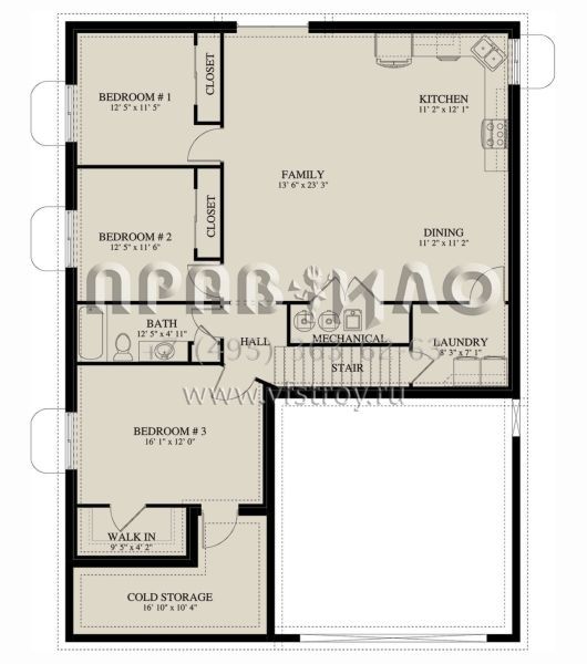 Проект одноэтажного дома с гаражом на две машины в стиле Ранчо S5-144 (2802-00214)