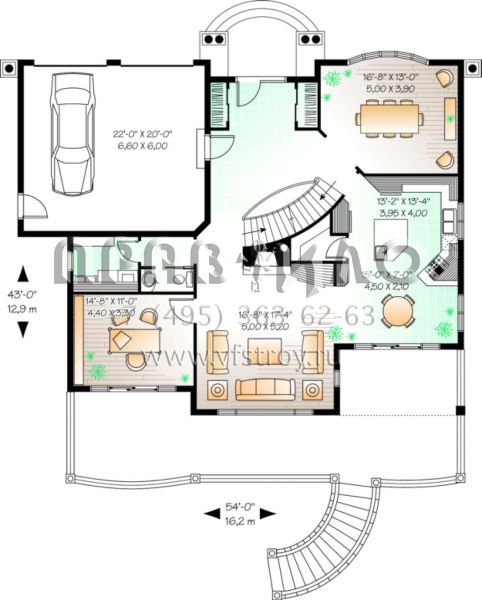 Проект двухэтажного дома с гаражом на две машины в прибрежном стиле S5-302 (034-00083)