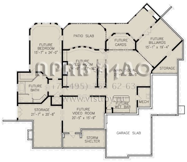 Проект двухэтажного дома с гаражом на три и более машин в английском стиле S5-433 (699-00194)