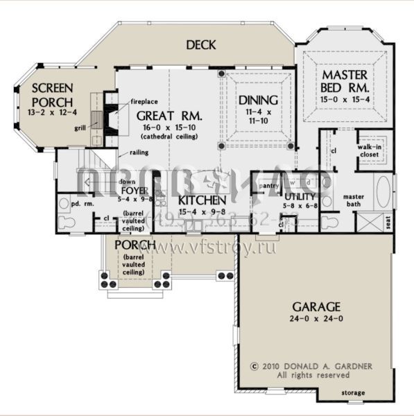 Проект одноэтажного дома с гаражом на две машины в стиле Ранчо S5-200 (2865-00004)