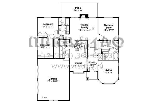 Проект одноэтажного дома с гаражом на две машины в стиле Ранчо S5-195 (035-00790)