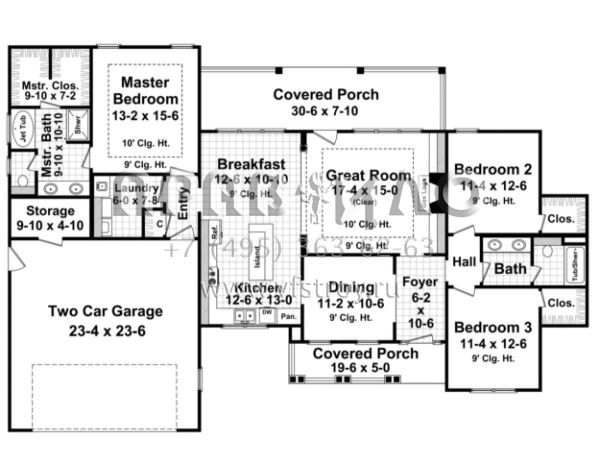Проект одноэтажного дома с гаражом на две машины в американском стиле S5-167 (348-00066)