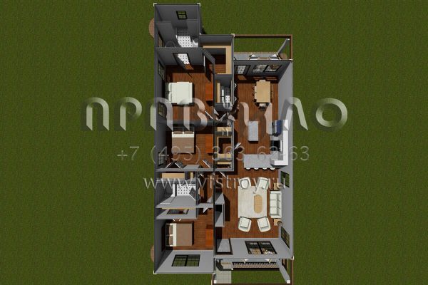 Проект одноэтажного дома без гаража в американском стиле S5-130 (4848-00016)