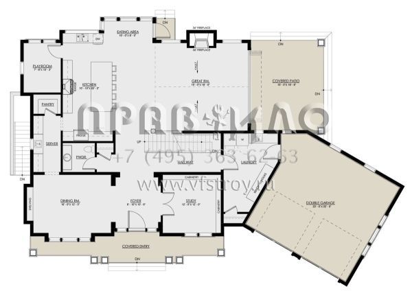 Проект двухэтажного дома с гаражом на две машины в классическом стиле S5-327 (8937-00011)