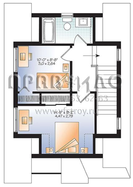 Проект двухэтажного дома без гаража в современном стиле S5-88 (034-01074)