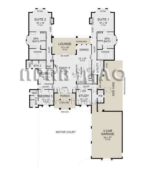 Проект одноэтажного дома с гаражом на три и более машин в прибрежном стиле S5-321 (5445-00490)