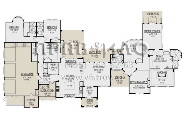 Проект одноэтажного дома с гаражом на три и более машин в английском стиле S5-373 (9300-00029)