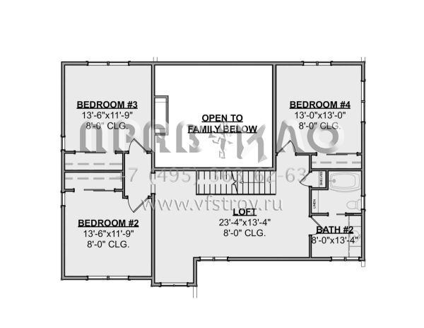 Проект двухэтажного дома с гаражом на две машины в стиле Ранчо S5-243 (1462-00006)
