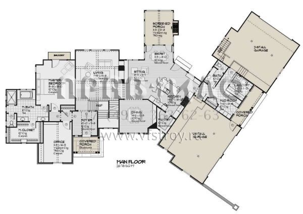 Проект двухэтажного дома с гаражом на три и более машин в стиле Ранчо S5-331 (1637-00144)