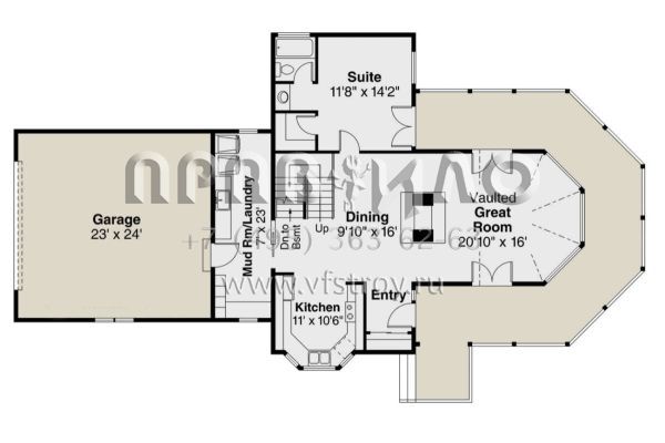 Проект двухэтажного дома с гаражом на две машины в стиле Ранчо S5-163 (035-00985)