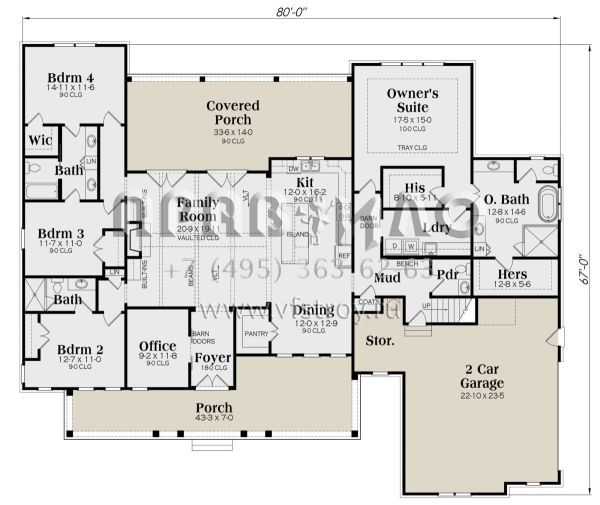 Проект одноэтажного дома с гаражом на две машины в современном стиле S5-257 (009-00309)