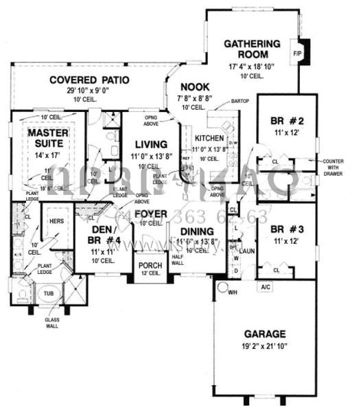 Проект одноэтажного дома с гаражом на две машины в стиле Ранчо S5-219 (4766-00059)
