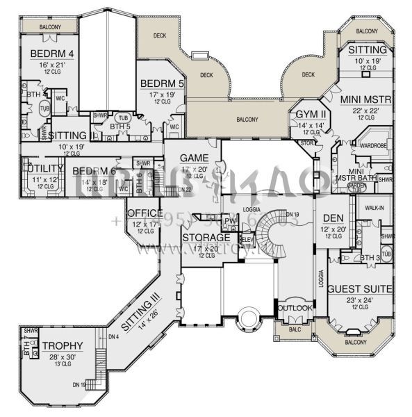 Проект двухэтажного дома с гаражом на три и более машин в современном стиле S5-1455 (5445-00422)