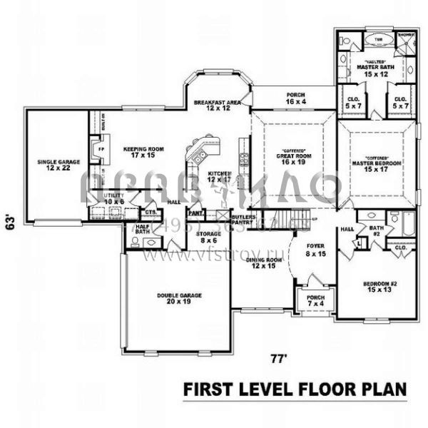 Проект двухэтажного дома с гаражом на три и более машин в стиле Ранчо S5-285 (053-01736)