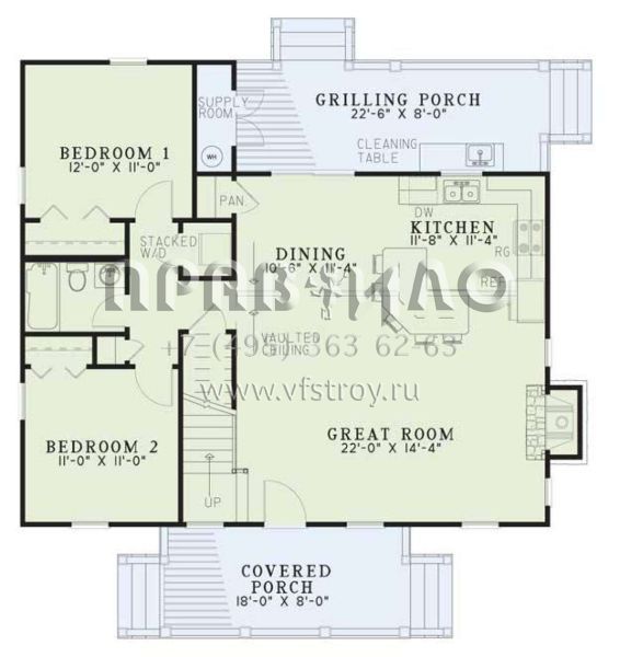 Проект двухэтажного дома без гаража в стиле Ранчо S5-128 (110-00310)