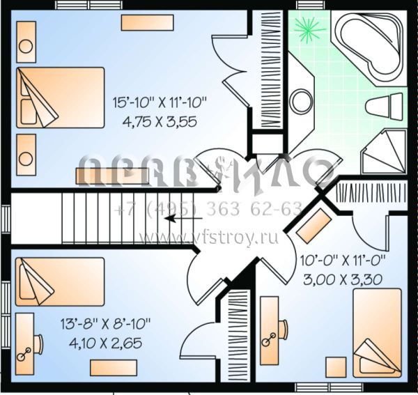 Проект двухэтажного дома без гаража в стиле Ранчо S5-142 (034-00124)