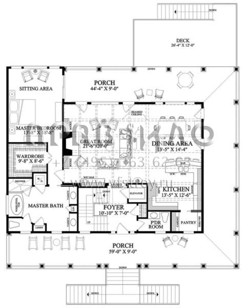 Проект двухэтажного дома с гаражом на три и более машин в прибрежном стиле S5-302 (7922-00105)