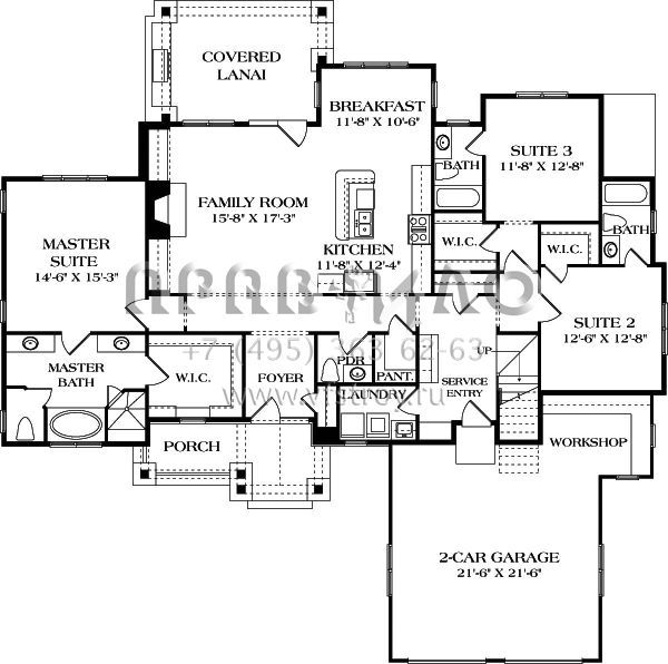 Проект одноэтажного дома с гаражом на две машины в американском стиле S5-203 (3323-00600)