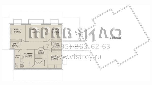 Проект двухэтажного дома с гаражом на три и более машин в стиле Ранчо S5-339 (6422-00067)