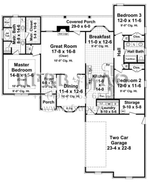 Проект одноэтажного дома с гаражом на две машины в стиле Ранчо S5-174 (348-00077)